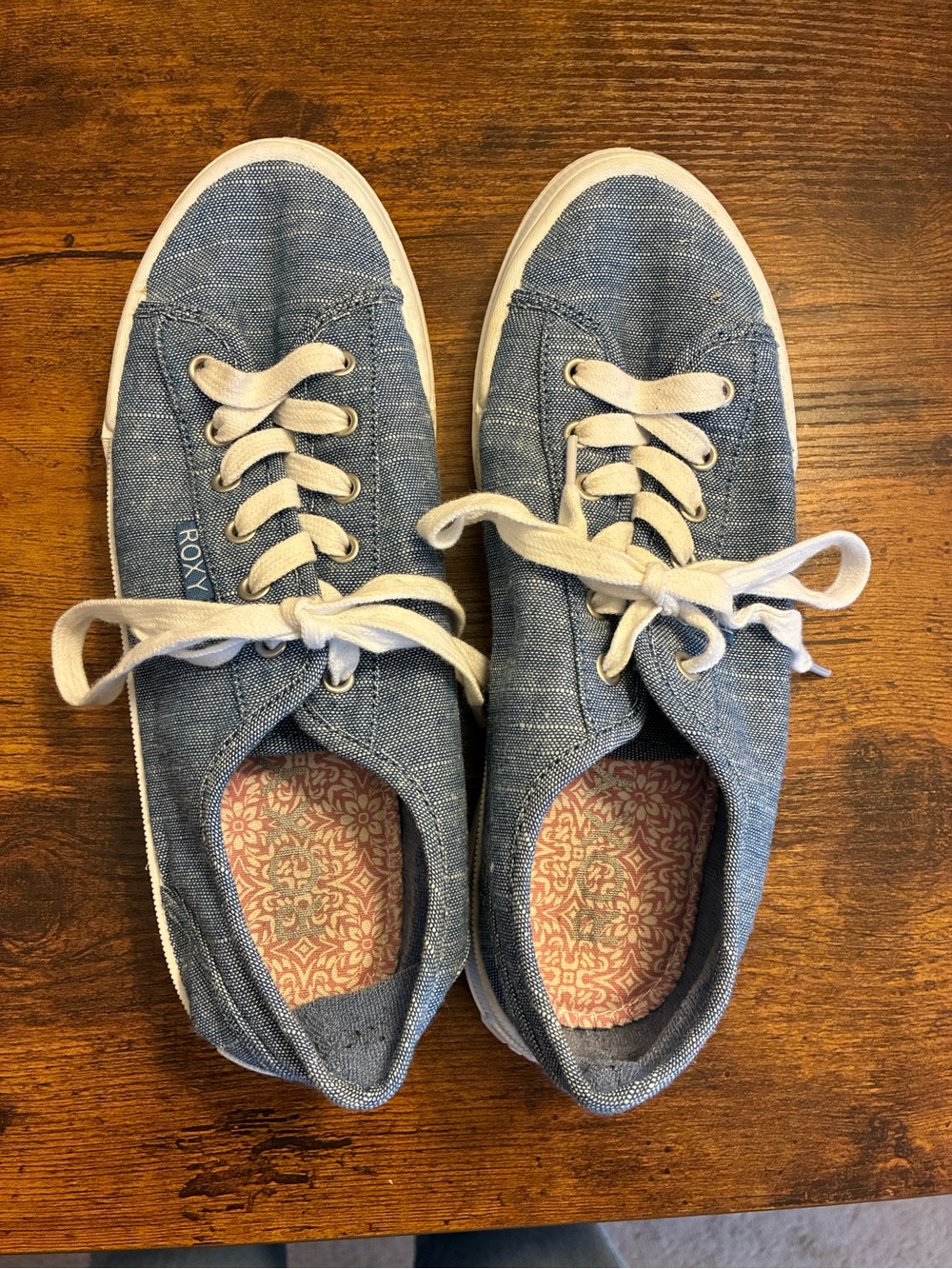 Roxy Women's Blue Canvas Lace-Up Sneakers with White Laces